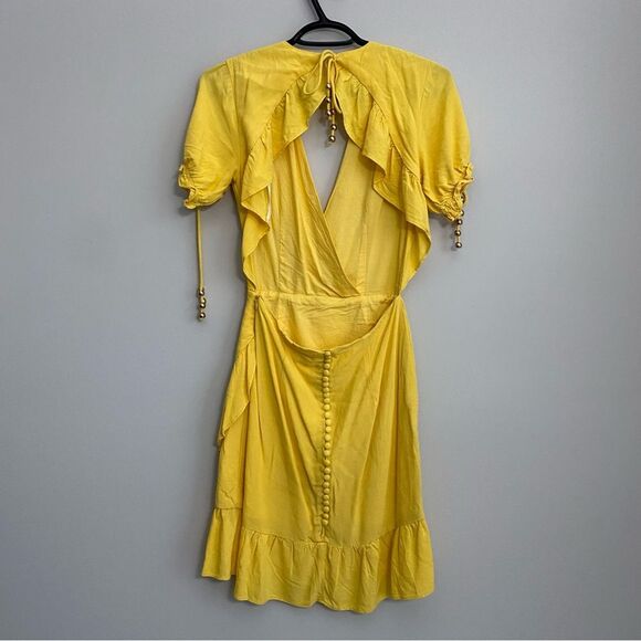 Sabo Skirt Luxe Espardell Tie Neck Ruffle Faux Wrap Dress - Picture 6 of 9